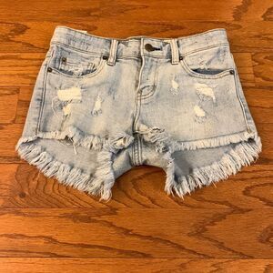 Cosmic Blue Love distressed shorts size 25